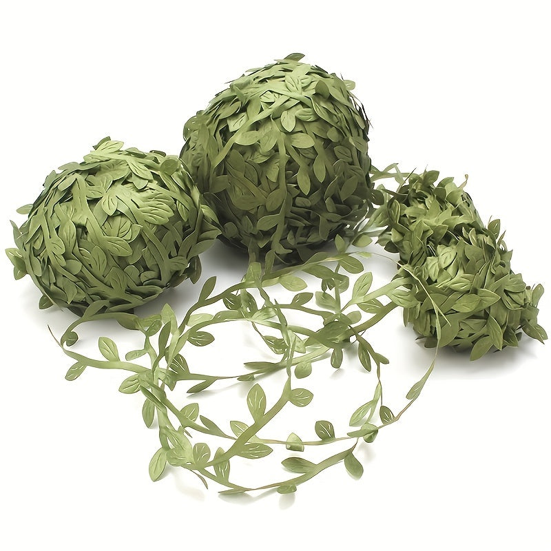20 Yards Olive Green Leaves Leaf Trim Ribbon for DIY Craft Party Wedding Decor