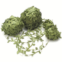 20 Yards Olive Green Leaves Leaf Trim Ribbon for DIY Craft Party Wedding Decor