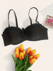 Lace Push Up Bra Comfy & Breathable Bow Tie Women's Lingerie