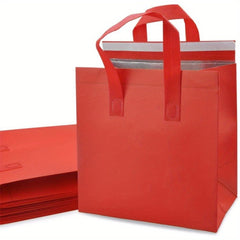 40 Red Insulated Takeout Bags 9.4x9.4x14 for Milk Tea & Dinner