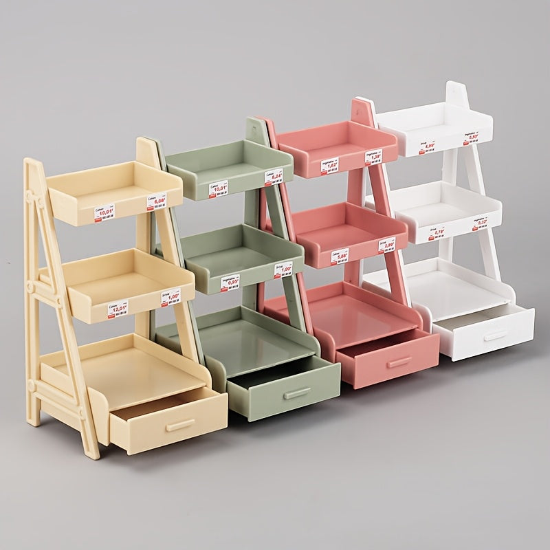 Dollhouse Flower Stand 2 Tier Shelves w/ Pull Out Drawer Plast