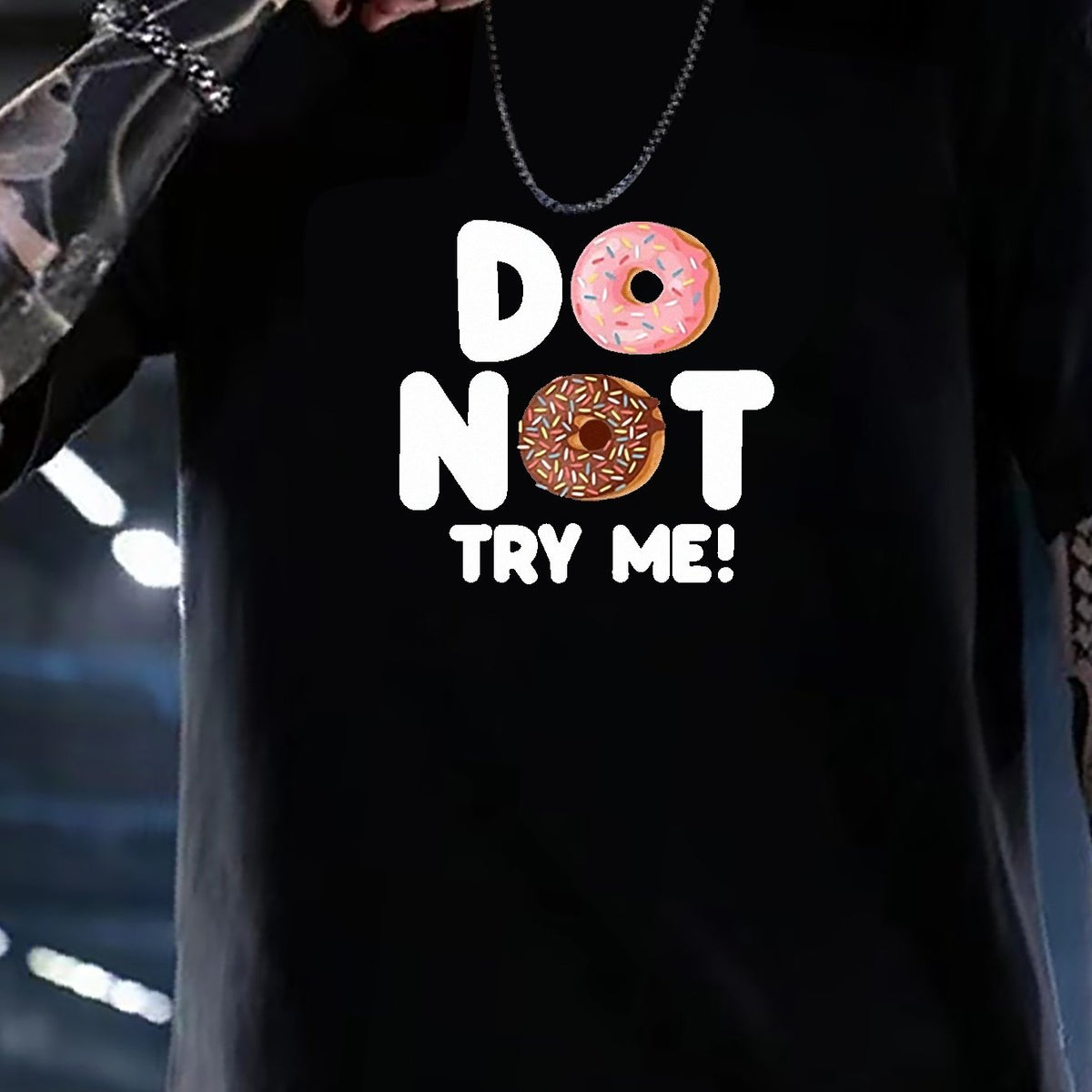 Men's Donut Graphic T-shirt Mid Stretch Tee Outdoor Clothing