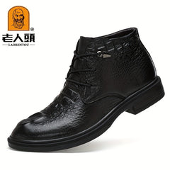 LAORENTOU Crocodile Embossed Oxford Boots