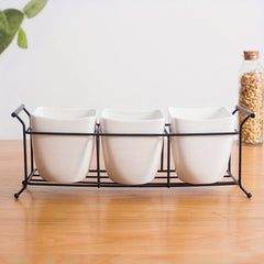 Ceramic & Fork Holder Set with Iron Frame Kitchen Storage