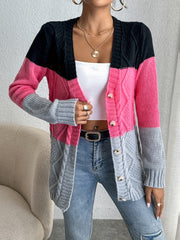 Casual Long Sleeve Cardigan For Spring & Fall Women's Clothing