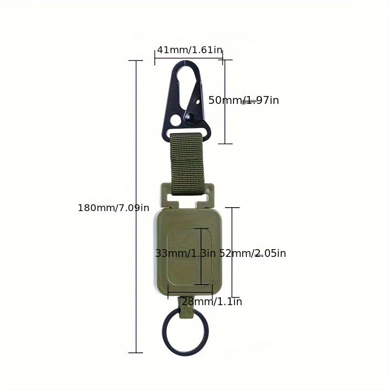 Metal Buckle Keychain With Clip & Retractable Wire Rope