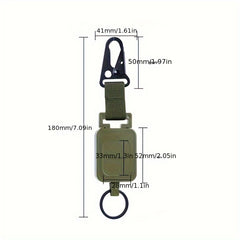 Metal Buckle Keychain With Clip & Retractable Wire Rope