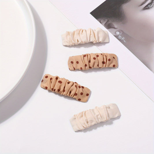 Polka Dot Pattern Hair Clip Pleated Snap Clip Style Hair Clip For Women Girls
