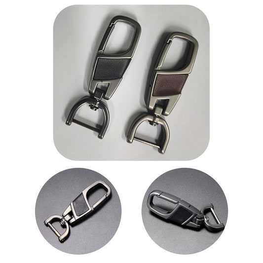 Leather Metal Keychain Alloy Key Chain DIY 360 Degrees for Car Motorcycle Home