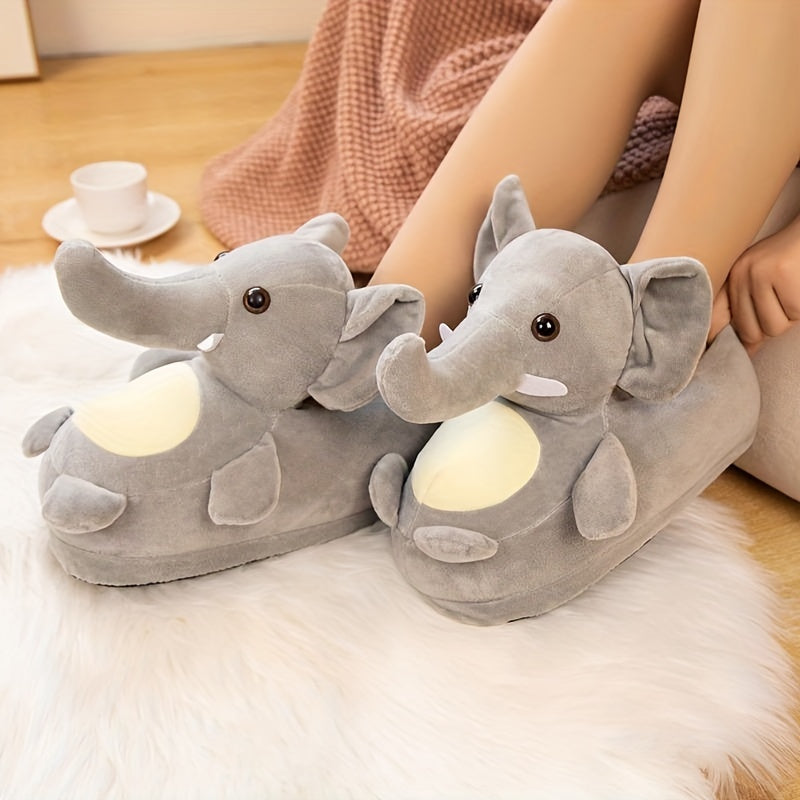 Cartoon Elephant Novelty Slippers Warm Winter Indoor Plush Shoes