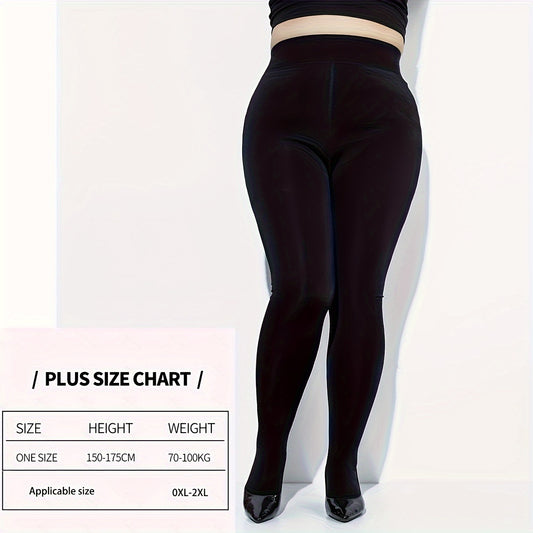  Casual Stockings Women's Plus Solid High Rise Elastic Waist Footed Tig
