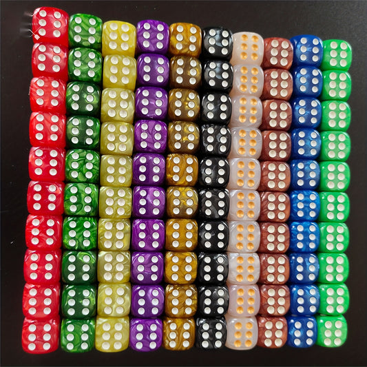 100pcs 16MM Round Pearl Pattern Dice 6 sided Dice Game Set