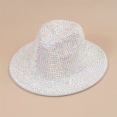 Rhinestone Jazz Hat British Retro All match Woolen Hat