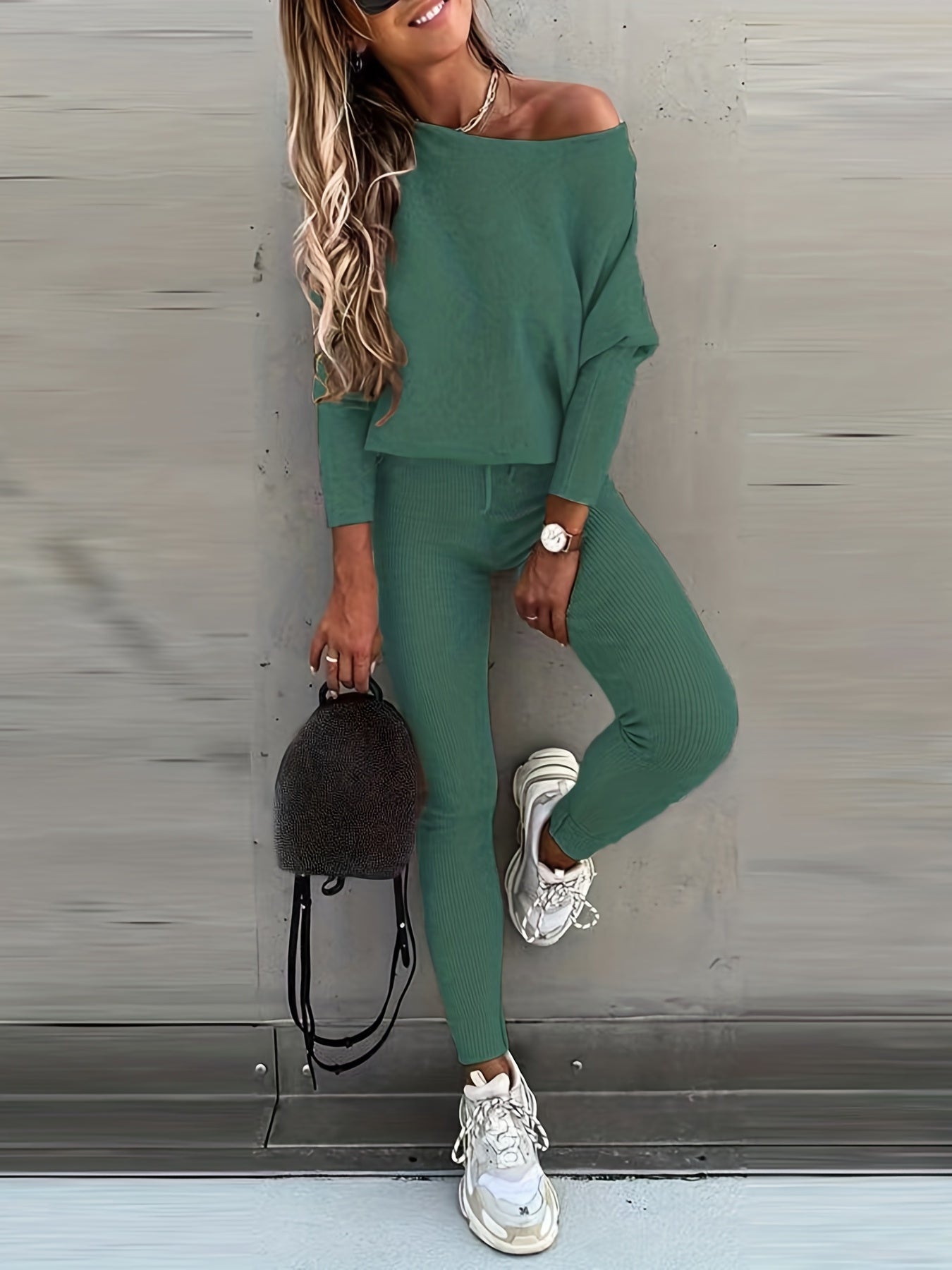 Solid Sports Two piece Set Long Sleeve Hoodies & Striped Pants