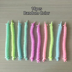 18pcs Vibrant Elastic Dinosaur Toys Colorful Stretchy Silicone Ropes