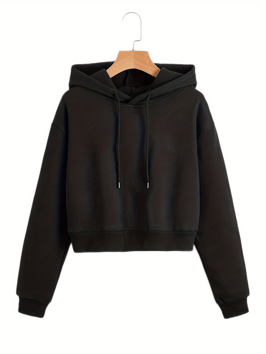 Solid Drawstring Hoodies Casual Long Sleeve Sweatshirt