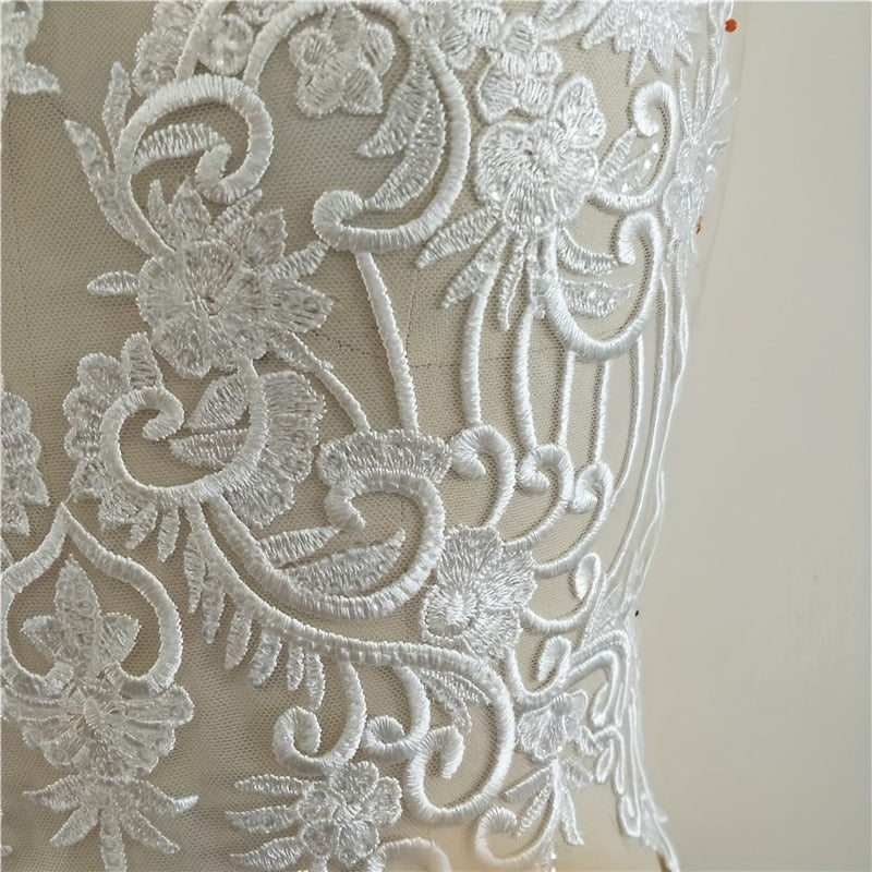 Flower Sequin Hollow Embroidery Lace Wedding Bridal Patch DIY