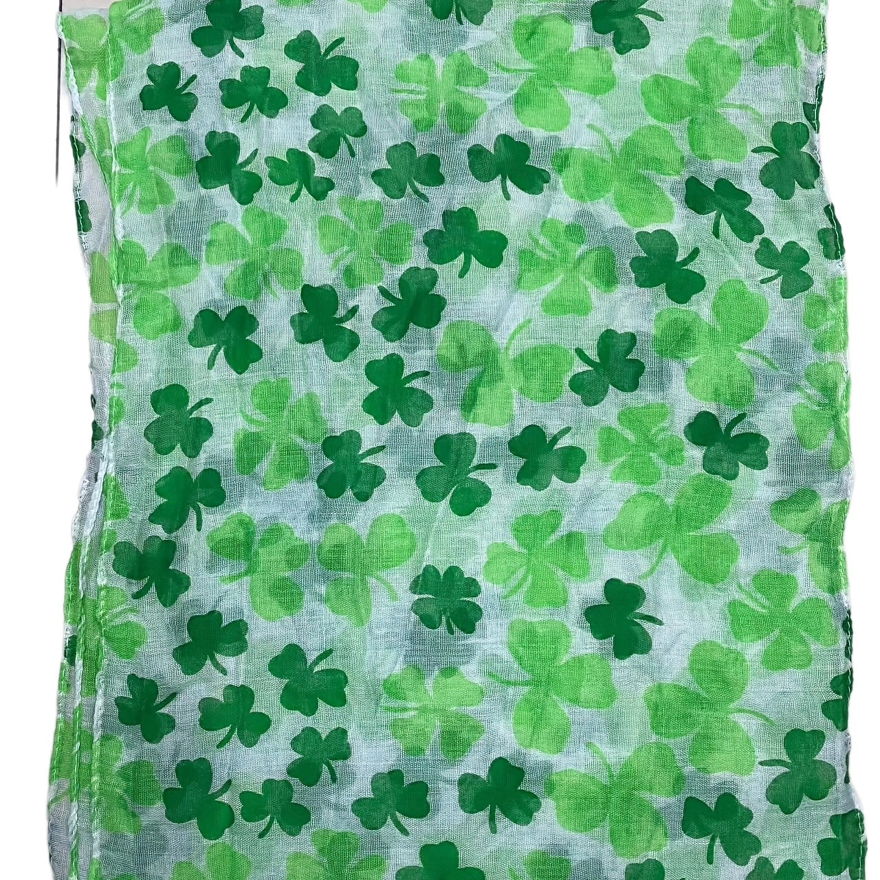 Voile Green Scarf Lucky Clover St Patrick's Shawl Four Leaf Clover Neck Scarf