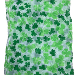Voile Green Scarf Lucky Clover St Patrick's Shawl Four Leaf Clover Neck Scarf