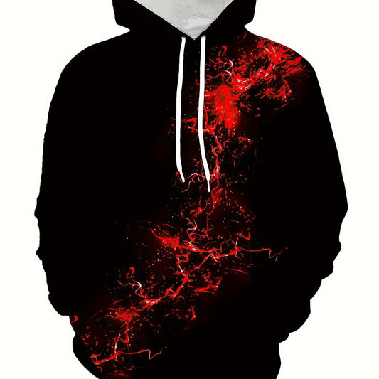 Red Flame Print Hoodie Men Graphic Hooded Pullover for Autumn Winter