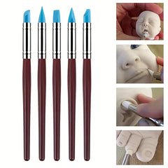 5pcs DIY Soft Pottery Clay Tools Sculpting Cake Oils Engraving Rubber Craft Pen