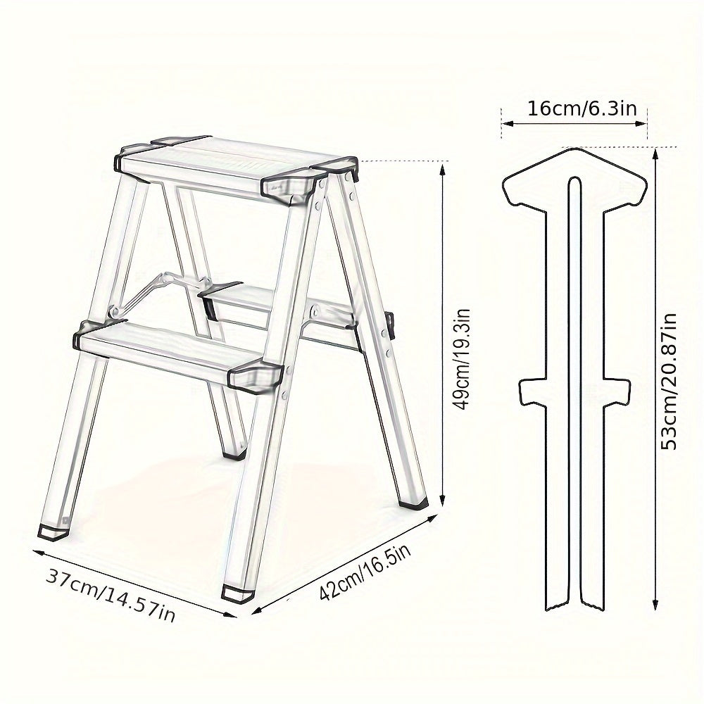1pc Folding 2 Step Stool Small Aluminum 2 Step Ladder 69KG