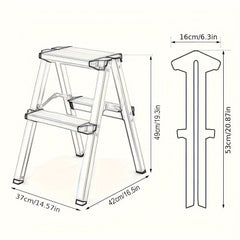 1pc Folding 2 Step Stool Small Aluminum 2 Step Ladder 69KG