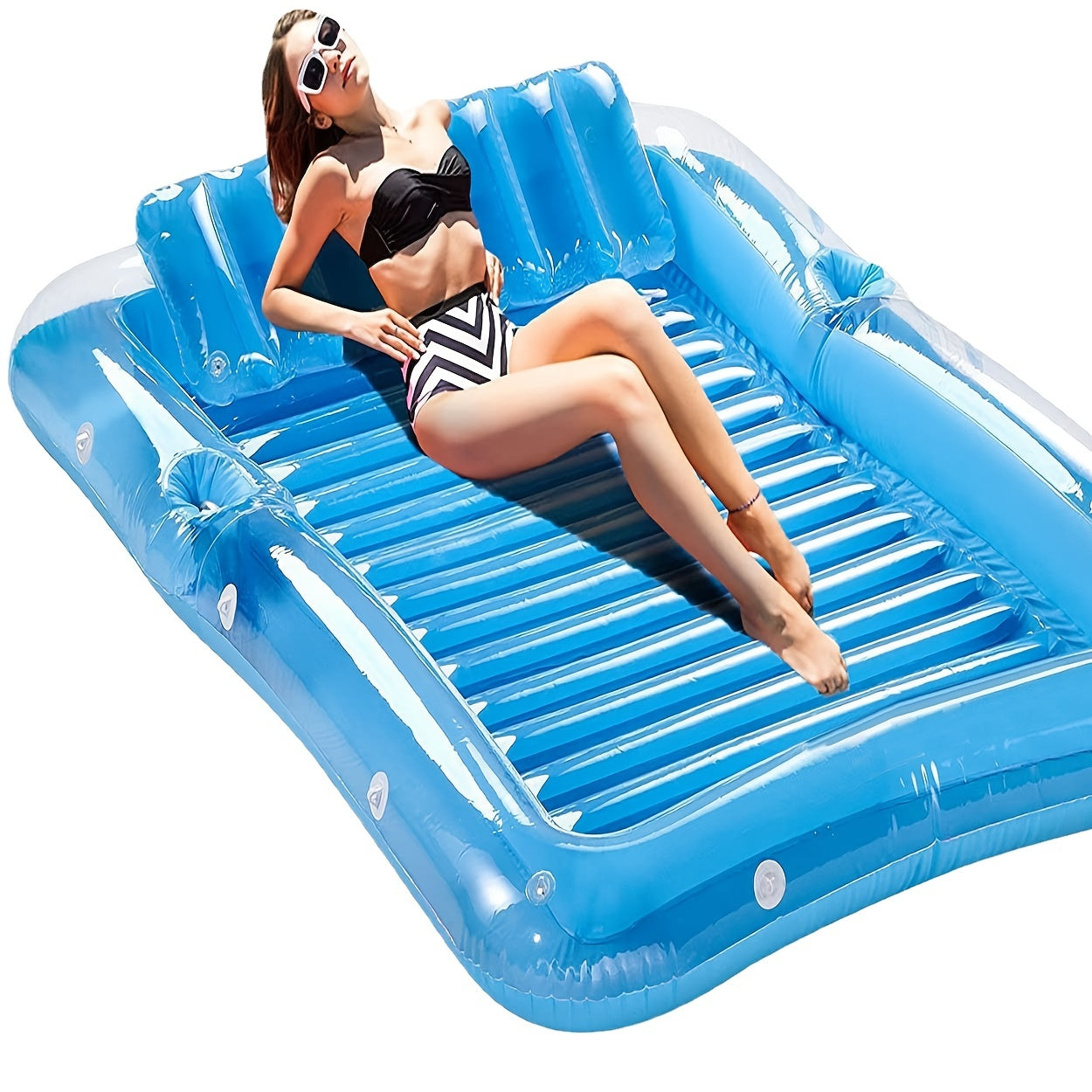 PVC Inflatable Floating Bed Swimming Pool Lounge Chair With Pillow