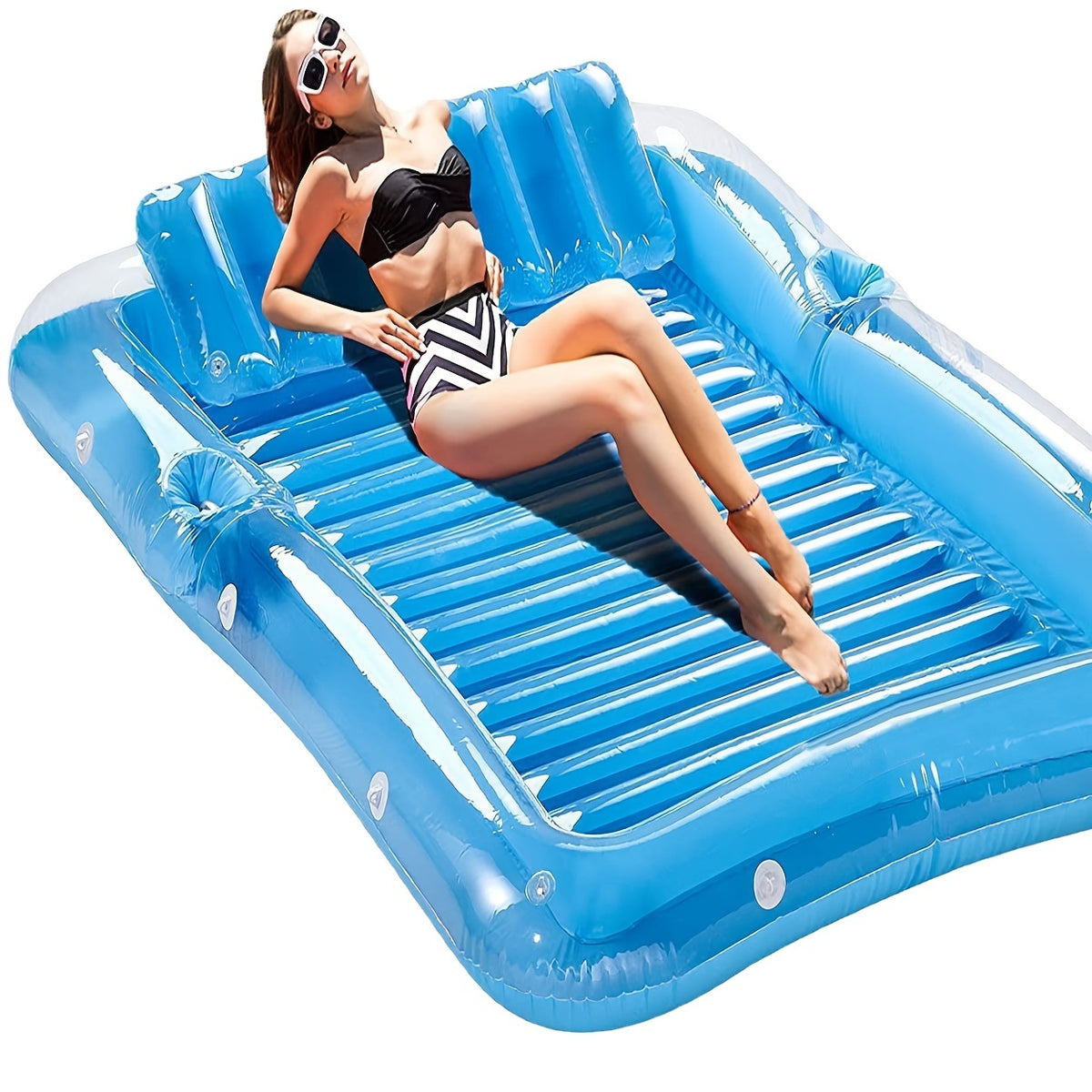 PVC Inflatable Floating Bed Swimming Pool Lounge Chair With Pillow