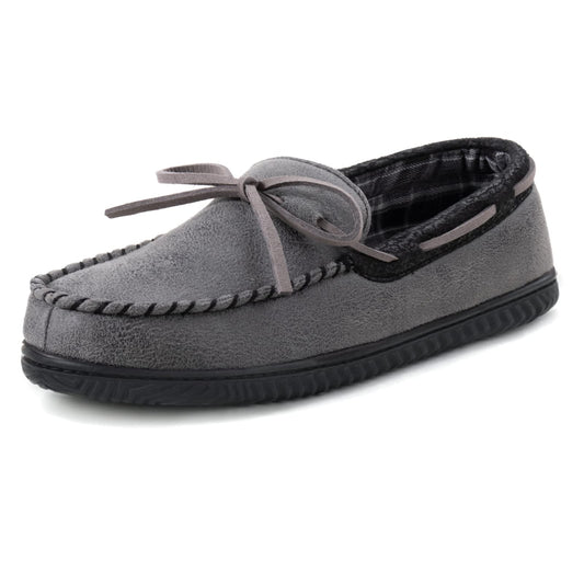 Cozy Plush Moccasin Slippers Memory Foam Indoor Shoes for Men
