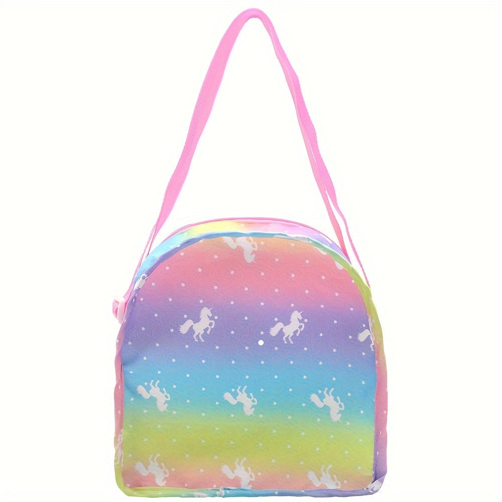 Unicorn Themed Doll Backpack for 12-15 Inch Dolls with Multiple Compartments