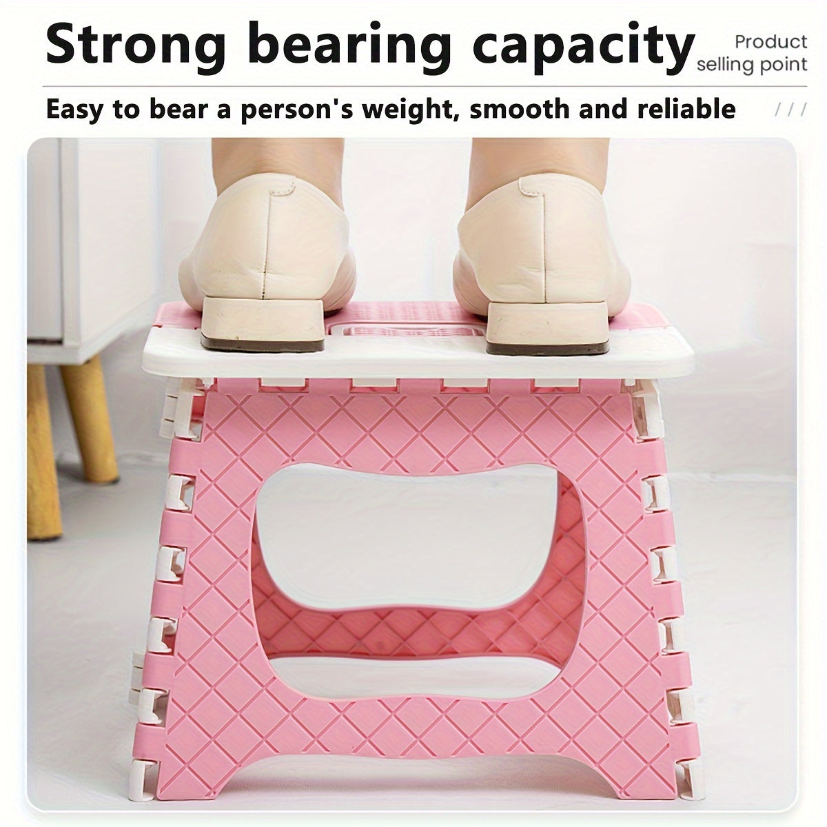 Portable Folding Stool with Handle for Bathroom Kitchen