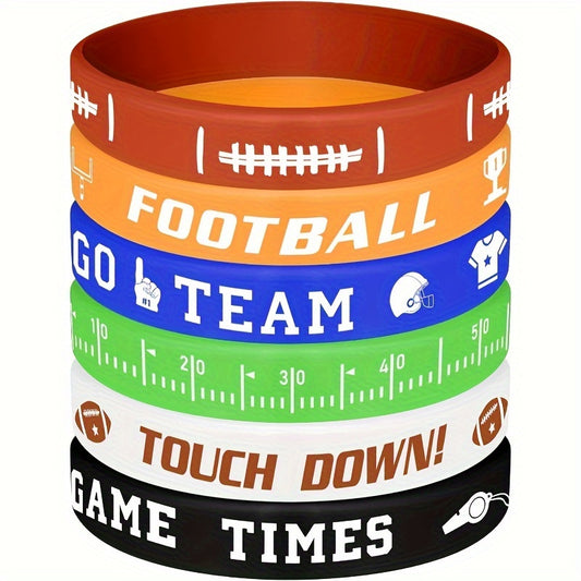 6 Football Theme Bracelets for Party Favors