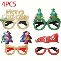 12pcs Christmas Party Funny Glasses with Fur Ball - Must Have for Games