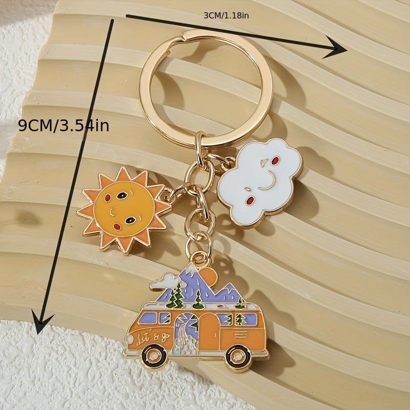 Camping Sun Cloud RV Motorhome Keychains for Women