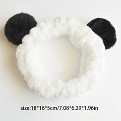 Pink Fur Ball Headband Face Wash Makeup Hairband Functional
