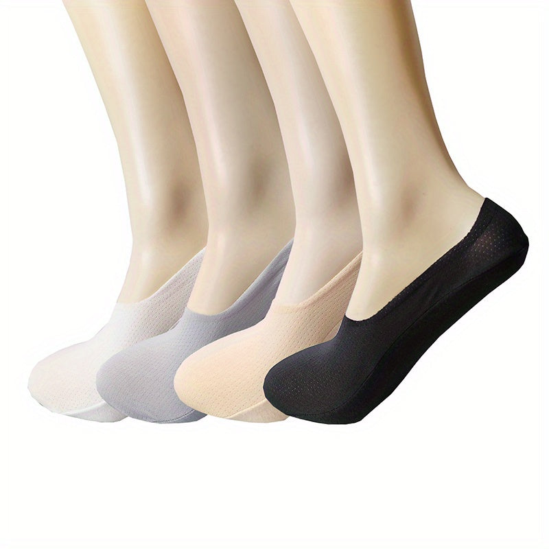 4 Pairs Solid Ankle Socks Women's Stockings