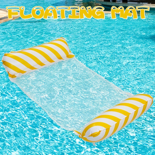 Foldable Inflatable Lounge Chair with Striped Net Float