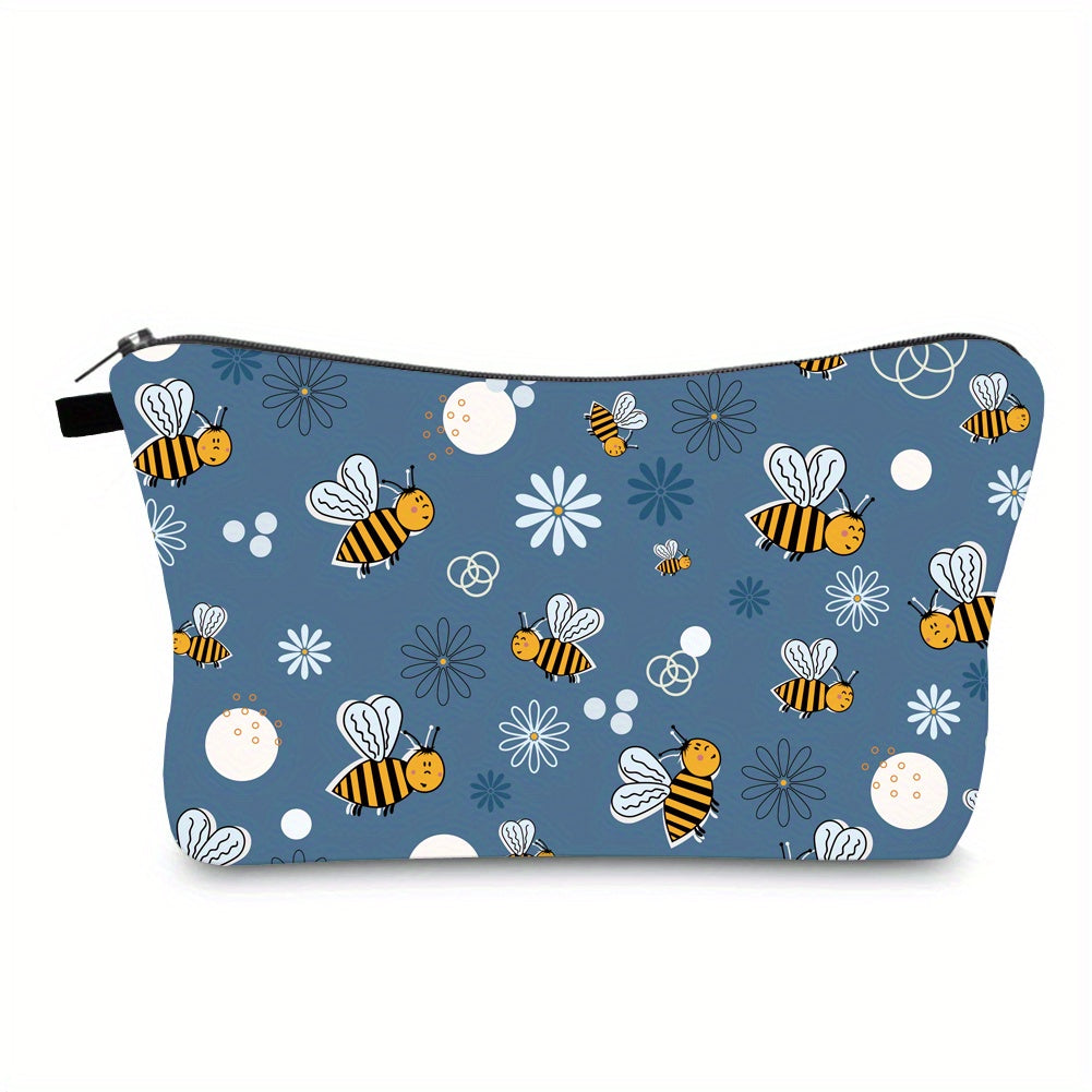 Water Resistant Bee Print Toiletry Bag for Travel and Cosmetic Organization