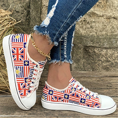Women's Flag Canvas Sneakers Low Top Shoes