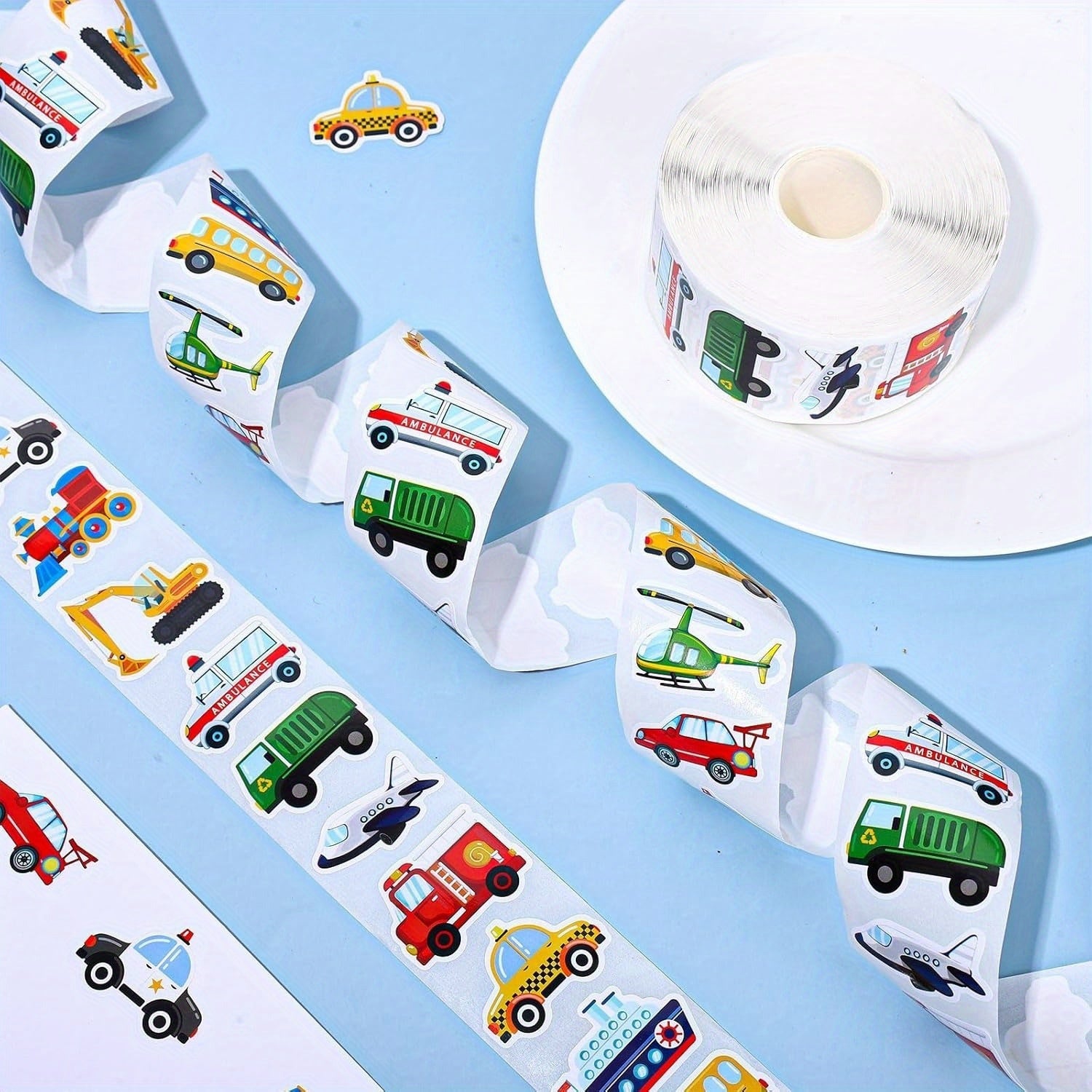 500 Assorted Transportation Vehicle Stickers for Kids