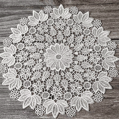 1pc PET Lace Placemat Hollow out Table Pad Light European Lace Round Coaster Bow