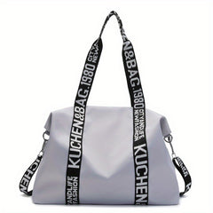 Large Capacity Letter Print Nylon Waterproof Shoulder Bag Travel Duffel