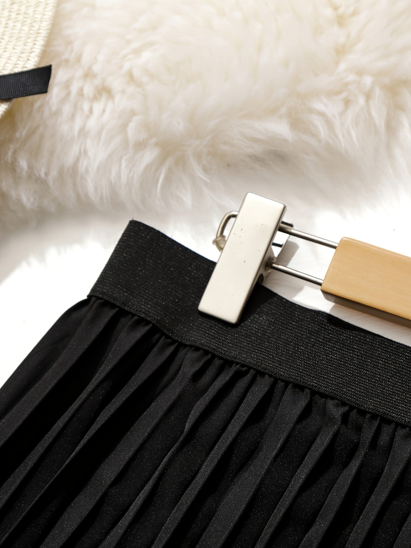  Solid Elastic Waisted A line Swing Skirt