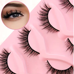 5 Pairs Cat Eye Lashes Fluffy False Eyelashes Natural Faux Mink