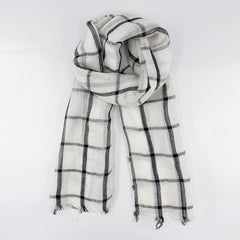 Plaid Linen Tassel Scarf Outdoor Sunscreen Head Wrap