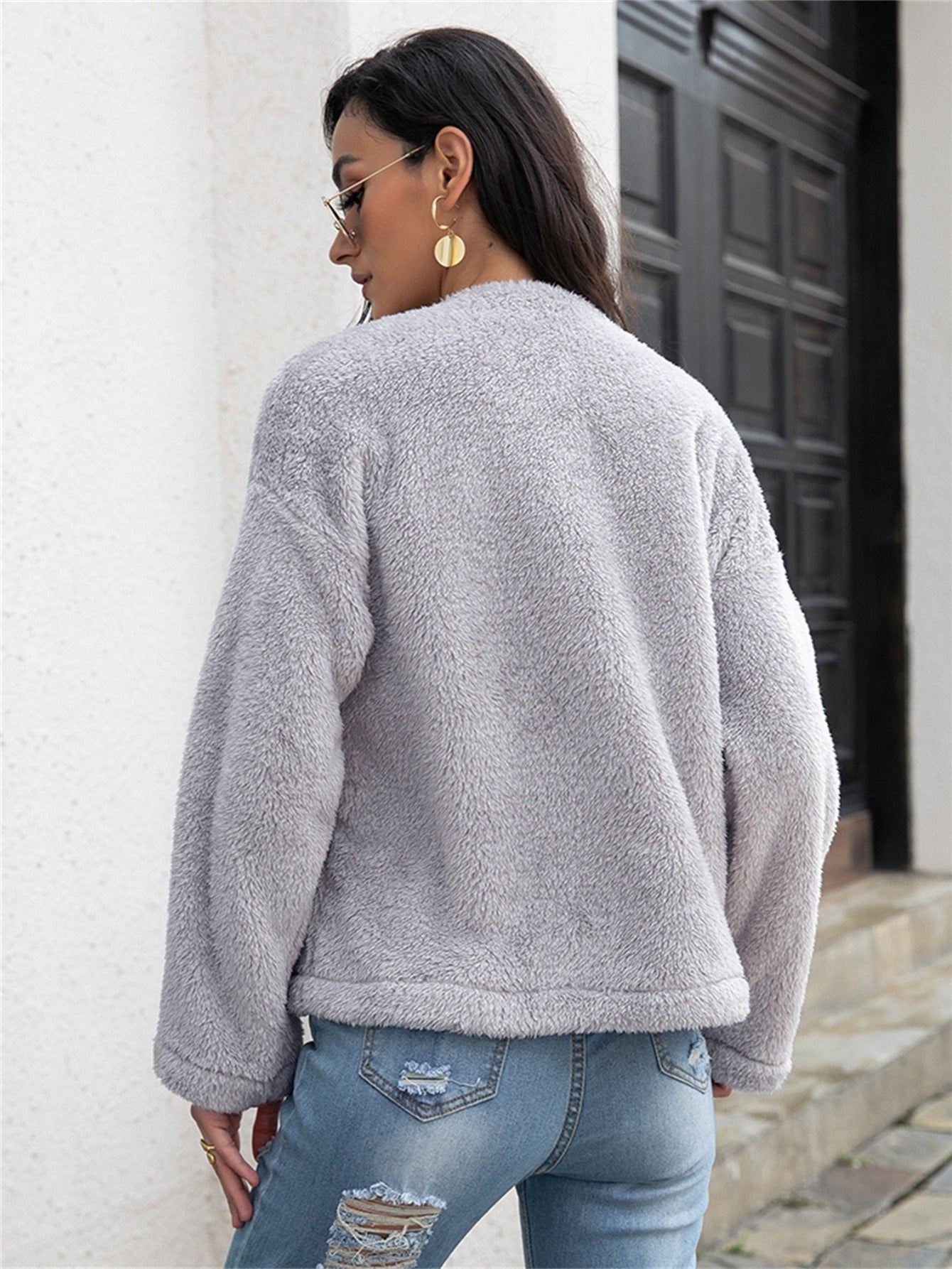 Women's Solid Double Sided Crop Coat