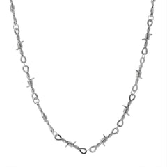 Men's Spiked Thorns Metal Barbed Wire Chain Necklace
