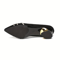 Women's Rhinestone Slip On French Heels Low Heels