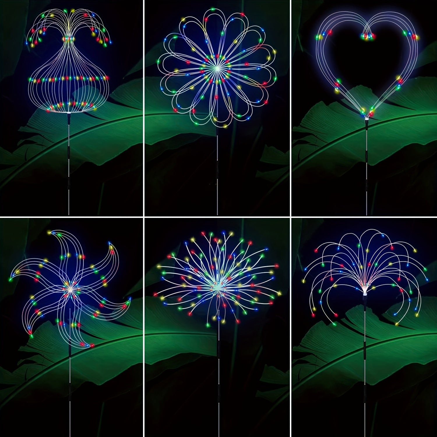 6pcs Solar Garden Lights 120 LED Copper Wire Decorative Outdoor Lights
